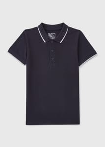 Boys Navy Tipped Polo (7 Teal