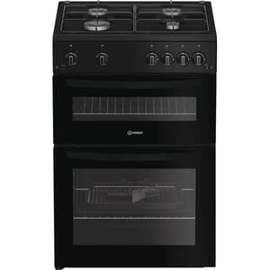 Indesit IDG6GB 60cm Wide Double Oven Gas Cooker - Black - A+/A Rated