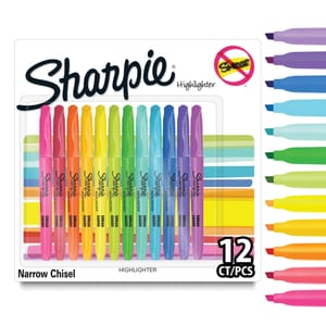 Sharpie Pocket Highlighters with Chisel Tip, 12 Assorted Colors