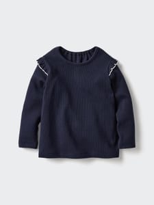 Crew Neck T-Shirt (Long Sleeve, Frill)