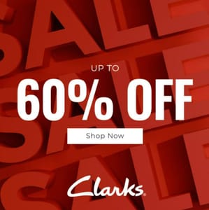 Offer Stack! Clarks Up To 60% Sale + Buy One Get Another Half Price!