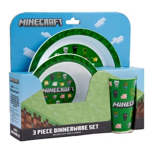 Minecraft 3-Piece Dinner Set: Plate, Bowl, Tumbler, BPA-Free, Dishwasher-Safe