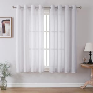CUCRAF White Voile Curtains, 63-Inch Drop, 2 Panels, Eyelet