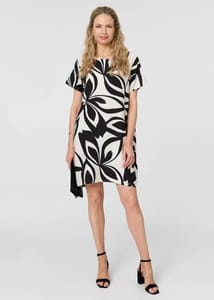 Izabel London Multi White Printed Short Sleeve Short Shift Dress