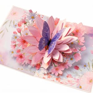 3D Pop-up Flower Cards for Mum; Butterfly Greeting Card