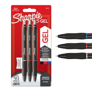 Sharpie S-Gel Pens, 0.7mm, Black Red Blue, 3-Pack