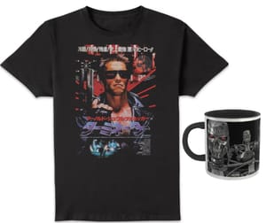 The Terminator Japanese Movie Poster Men's T-Shirt and Terminator Mug Bundle