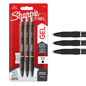 Sharpie S-Gel Pens Medium Point 0.7mm Black Ink 3-Count