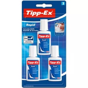 Tipp-Ex Rapid Correction Fluid, Quick-Dry Liquid, Pack of 3