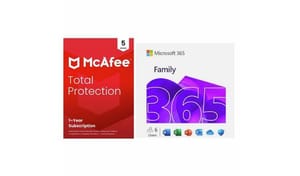 Microsoft 365 Family for 6 & McAfee 1-Year, 5 Devices