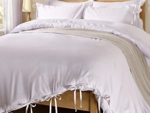 OHS Bow Tie Plain Dye Duvet Set, White - Single