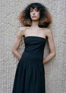 Strapless Dress with Broderie Anglaise Embroidery