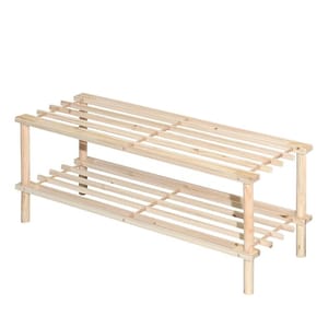Home Solutions 2 Tier Wooden Shoe Rack