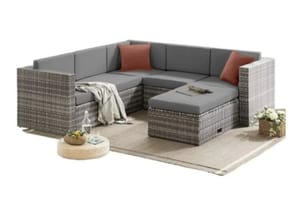Product Information EVRE Grey Rattan Outdoor Monaco Garden Furniture 6 Piece