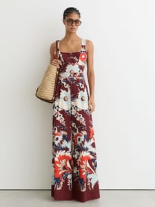 Leighton Cotton Wide-Leg Printed Jumpsuit