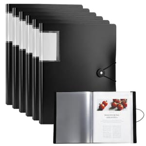 6-Pack A4 Binder Folders, 40-Page, Clear with Elastic Straps