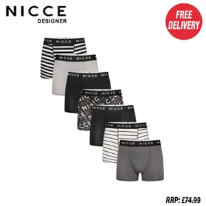 Nicce Becker 7pk Mens Boxer Short Black / White / Grey