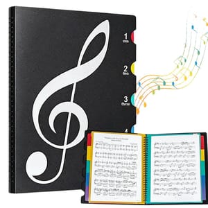 Music Folder A4 Presentation with 60 Pockets, Clef, Choir, Black