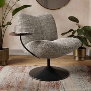 Junia Luxe Boucle Swivel Chair with Table