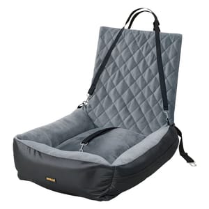 Skylos Dog Booster Car Seat Travel Carrier Plush Bed Grey