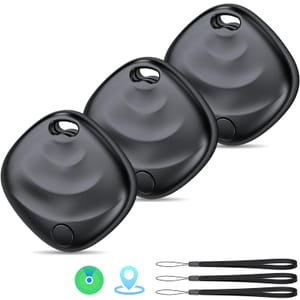 MFi-Certified Find My Tracker Tags, 3-Pack, Black, Replaceable Battery