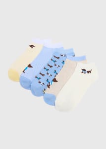 5-Pack Blue Dachshund Trainer Socks