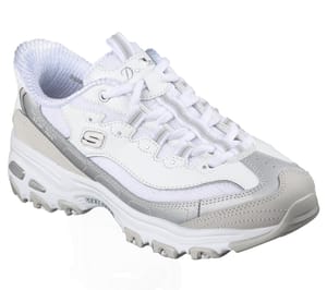 Skechers D'Lites Smooth Nostalgia Slip-in Trainers, White, UK 7