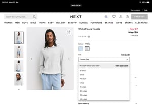 Next White Fleece Hoodie