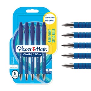 Paper Mate Flexgrip Ultra Retractable Ballpoint Pens, Blue, 5 Count