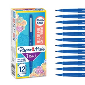 Paper Mate Flair Felt Tip Pens, Blue, 0.7 Mm, 12-Count