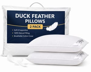 Adam Home Duck Feather Pillows 2 Pack Hotel Quality (Standard Size)