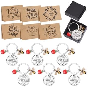 6-Pack Teacher Gift Set with Keychains, Cards, Envelopes, Boxes
