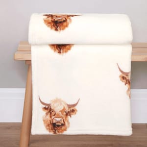 Harold Highland Cow Printed Fleece Throw