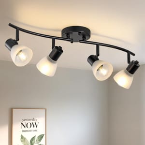 KEESFU 4-Light Track Lighting Kit with Glass Shades, E14