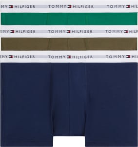 Tommy Hilfiger 3-Pack Trunks with Logo Pattern Waistband, Black, M