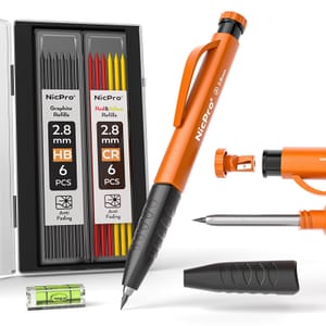 Nicpro 3-in-1 Carpenter Pencil Set with Finger Grip Spirit Level
