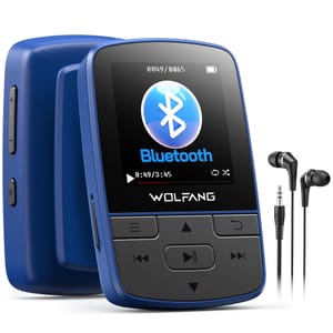 WOLFANG Clip-on MP3 Player, Bluetooth 5.2, Blue