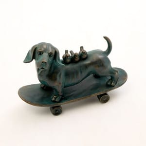 Bronze Tone Dachshund Skateboard Ornament 35x45cm
