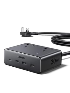 UGREEN Extension Lead, 4 USB Slots, 2 Way 2990W Max Multiple Plug, 1.5m Cable