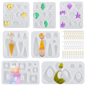 7Pcs Resin Moulds, Earrings Epoxy Resin Silicone Mould