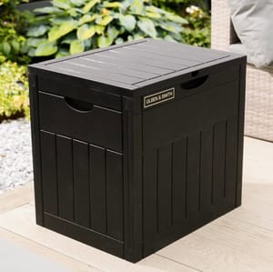 Olsen & Smith 126L Lockable Outdoor Plastic Storage Box, Black