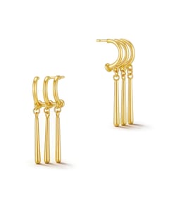 14K Gold Plated Huggie and Drop Chain Earrings