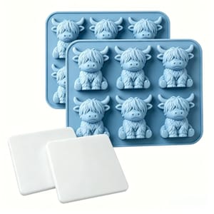 2-Pack Mini Highland Cow Silicone Ice Molds with Lids