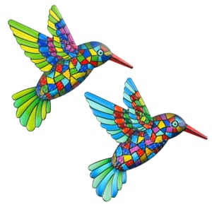Weysoo 2 Pcs Metal Hummingbird Garden Ornaments
