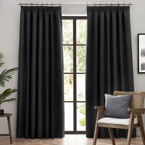 Furn. Dawn Black Blackout Pencil Pleat Curtains 168 X 229cm
