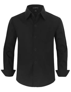 Spring&Gege Boys' Long Sleeve Dress Shirt Black 146cm