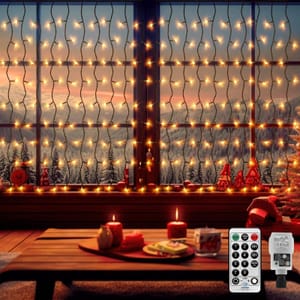 Cerial Curtain Lights 6m X 1m, 300LED, Waterproof, Remote, Timer