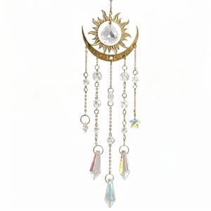 MIGUFTDY Crystal Suncatcher with Sun and Moon Design