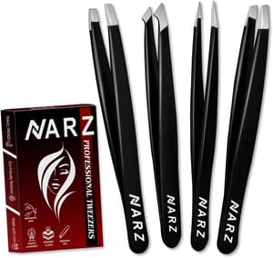 NARZ 4-Piece Stainless Steel Tweezers Set for Ingrown Hair