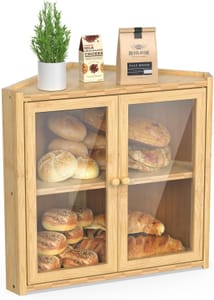 BAMBANG Corner Bamboo Bread Bin with 2 Doors
